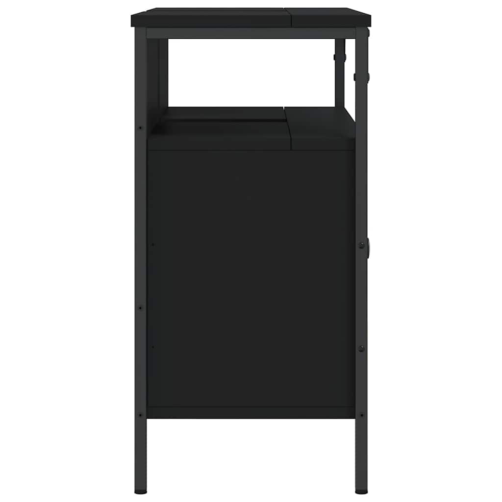 vidaXL Waschbeckenunterschrank Schwarz 80x30x60 cm Holzwerkstoff