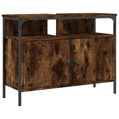 vidaXL Waschbeckenunterschrank Räuchereiche 80x30x60 cm Holzwerkstoff