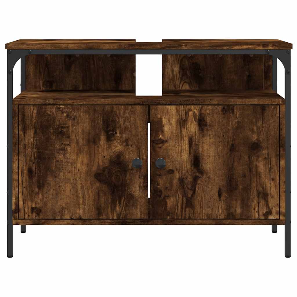 vidaXL Waschbeckenunterschrank Räuchereiche 80x30x60 cm Holzwerkstoff