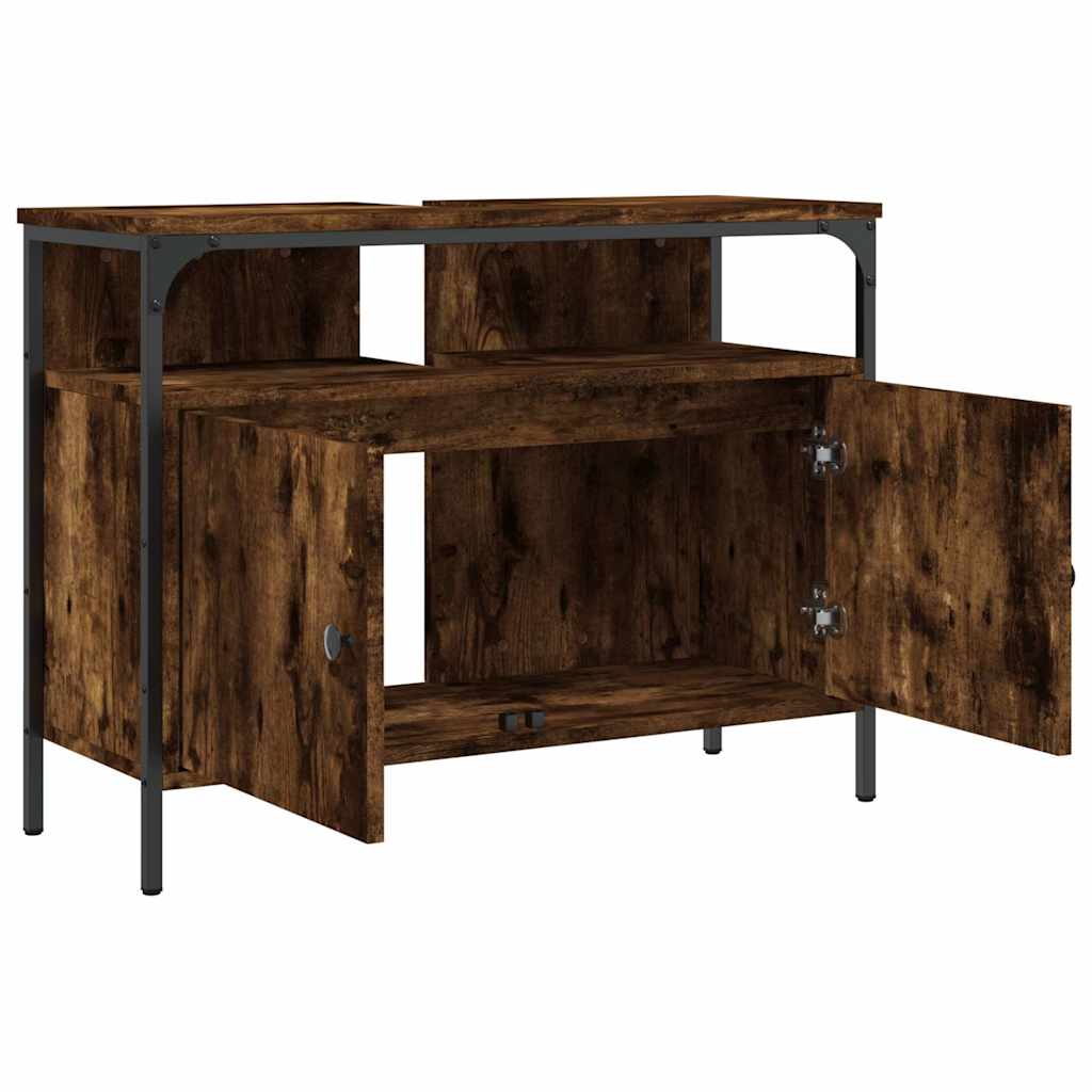 vidaXL Waschbeckenunterschrank Räuchereiche 80x30x60 cm Holzwerkstoff