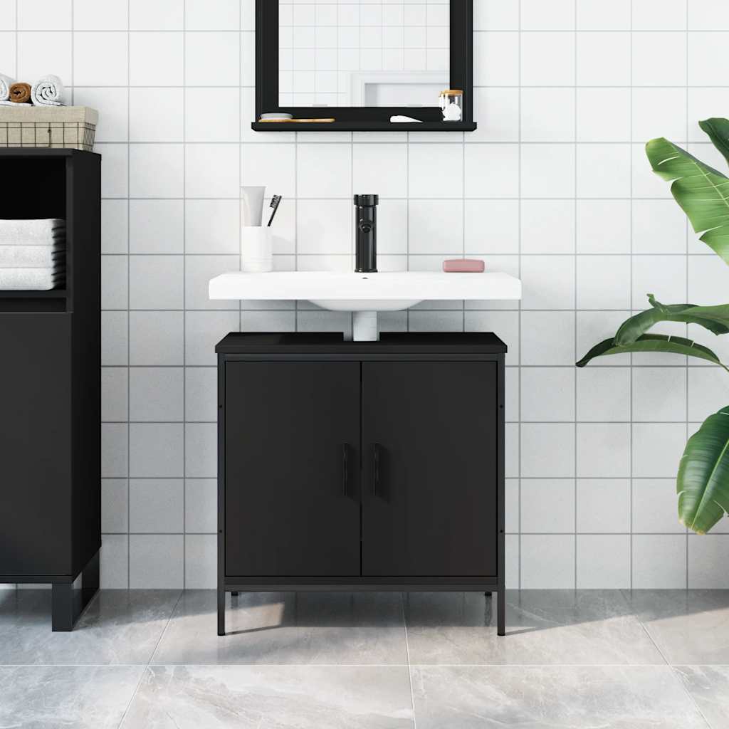 Meuble bas de lavabo vidaXL Noir 60x30x60 cm Bois d'ingénierie