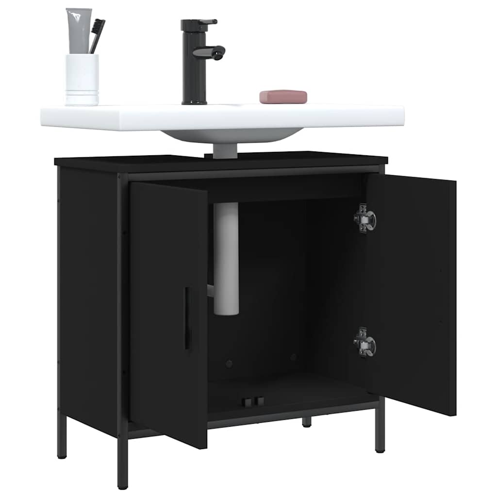 Meuble bas de lavabo vidaXL Noir 60x30x60 cm Bois d'ingénierie