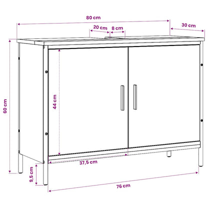 vidaXL Waschbeckenunterschrank Schwarz 80x30x60 cm Holzwerkstoff