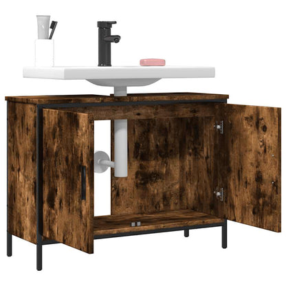 vidaXL Waschbeckenunterschrank Räuchereiche 80x30x60 cm Holzwerkstoff