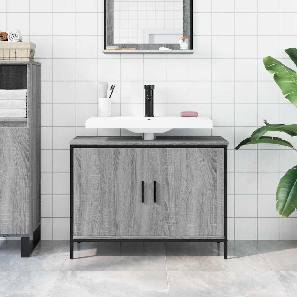 Meuble sous lavabo vidaXL gris Sonoma 80x30x60 cm en bois d'ingénierie
