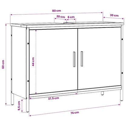Meuble sous lavabo vidaXL gris Sonoma 80x30x60 cm en bois d'ingénierie