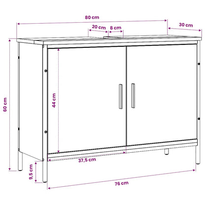 vidaXL Meuble sous-lavabo chêne marron 80x30x60 cm Bois d'ingénierie