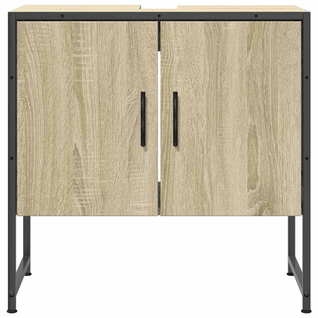 vidaXL Waschbeckenunterschrank Sonoma-Eiche 60x33x60 cm Holzwerkstoff