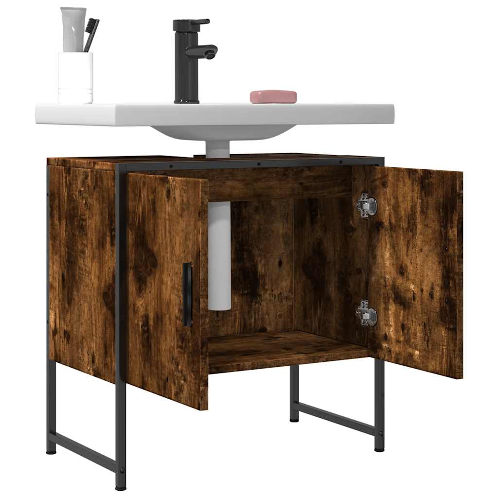 Meuble bas de lavabo chêne fumé 60x33x60 cm bois d'ingénierie vidaXL