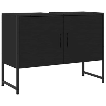 Meuble sous-vasque vidaXL noir 80x33x60 cm en bois d'ingénierie