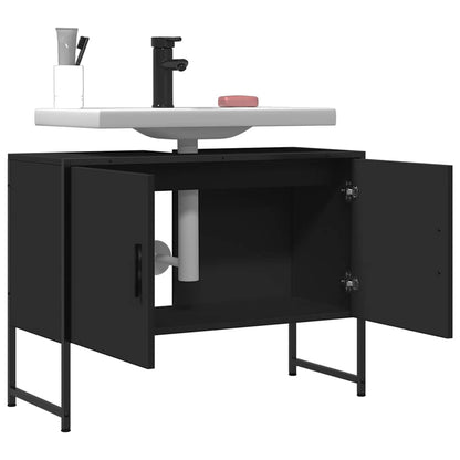 Meuble sous-vasque vidaXL noir 80x33x60 cm en bois d'ingénierie