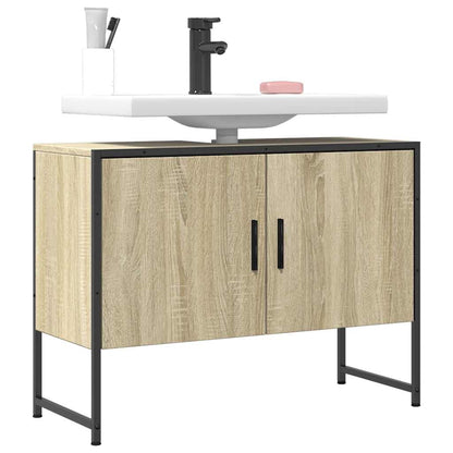 vidaXL Waschbeckenunterschrank Sonoma-Eiche 80x33x60 cm Holzwerkstoff