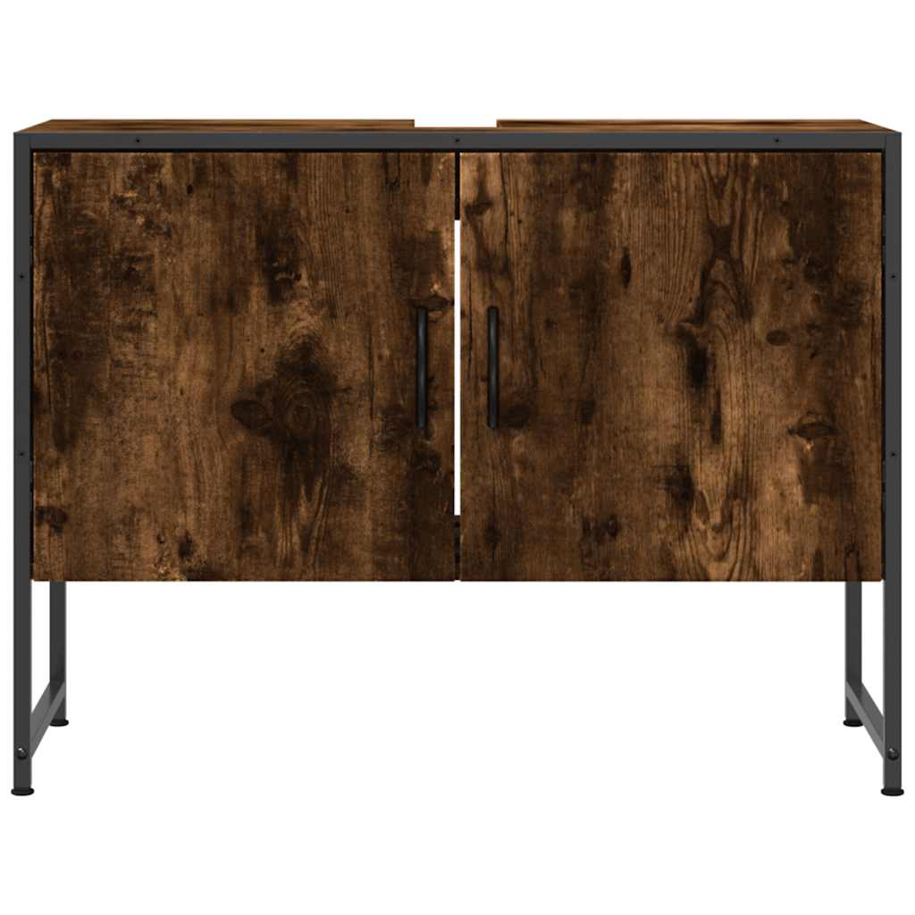vidaXL Waschbeckenunterschrank Räuchereiche 80x33x60 cm Holzwerkstoff