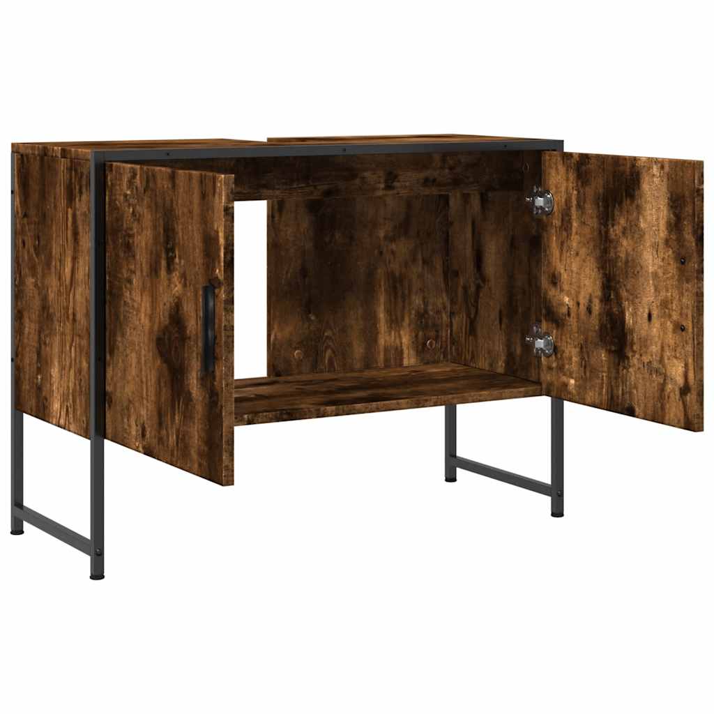 vidaXL Waschbeckenunterschrank Räuchereiche 80x33x60 cm Holzwerkstoff