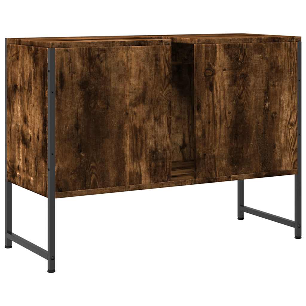vidaXL Waschbeckenunterschrank Räuchereiche 80x33x60 cm Holzwerkstoff