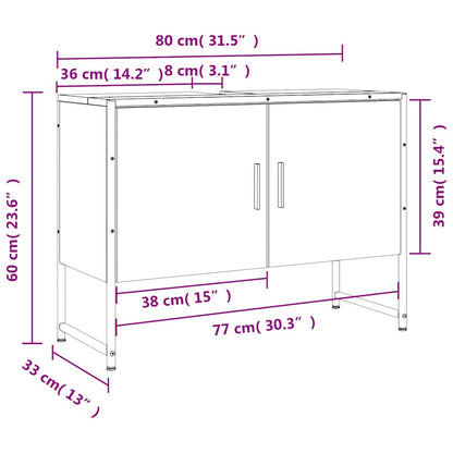 vidaXL Waschbeckenunterschrank Braun Eichen-Optik 80x33x60 cm