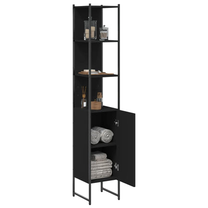 vidaXL Badschrank Schwarz 33x33x185,5 cm Holzwerkstoff
