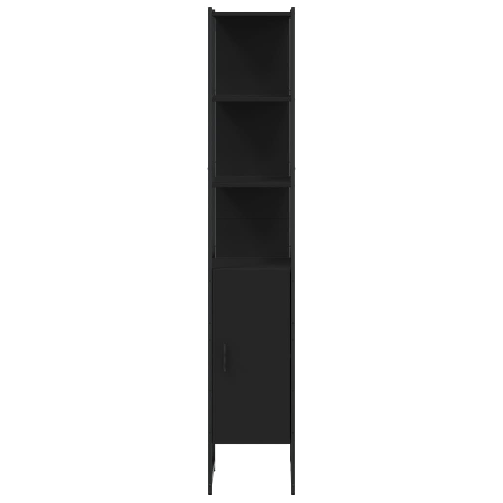 vidaXL Badschrank Schwarz 33x33x185,5 cm Holzwerkstoff