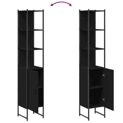 vidaXL Badschrank Schwarz 33x33x185,5 cm Holzwerkstoff