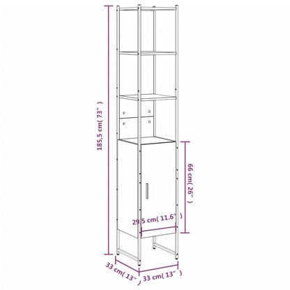 vidaXL Badschrank Grau Sonoma 33x33x185,5 cm Holzwerkstoff