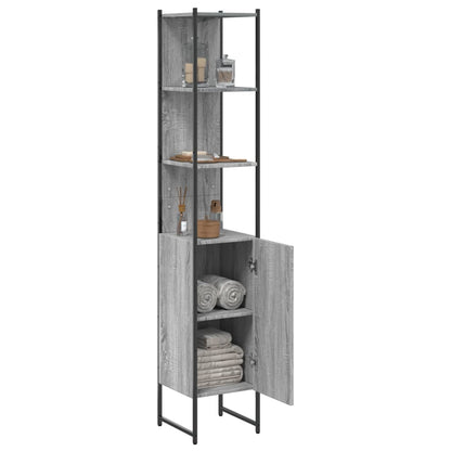 vidaXL Badschrank Grau Sonoma 33x33x185,5 cm Holzwerkstoff