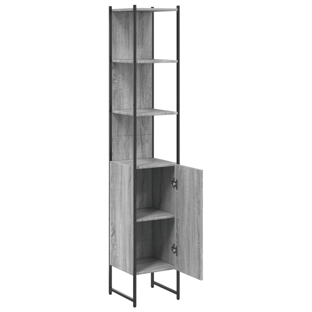 vidaXL Badschrank Grau Sonoma 33x33x185,5 cm Holzwerkstoff