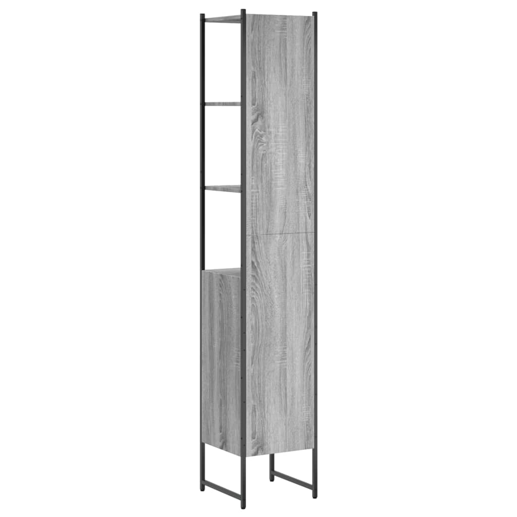 vidaXL Badschrank Grau Sonoma 33x33x185,5 cm Holzwerkstoff