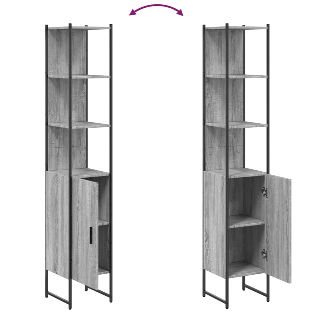 vidaXL Badschrank Grau Sonoma 33x33x185,5 cm Holzwerkstoff