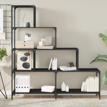 vidaXL Bücherregal 4 Etagen Schwarz 139x33,5x149 cm Holzwerkstoff