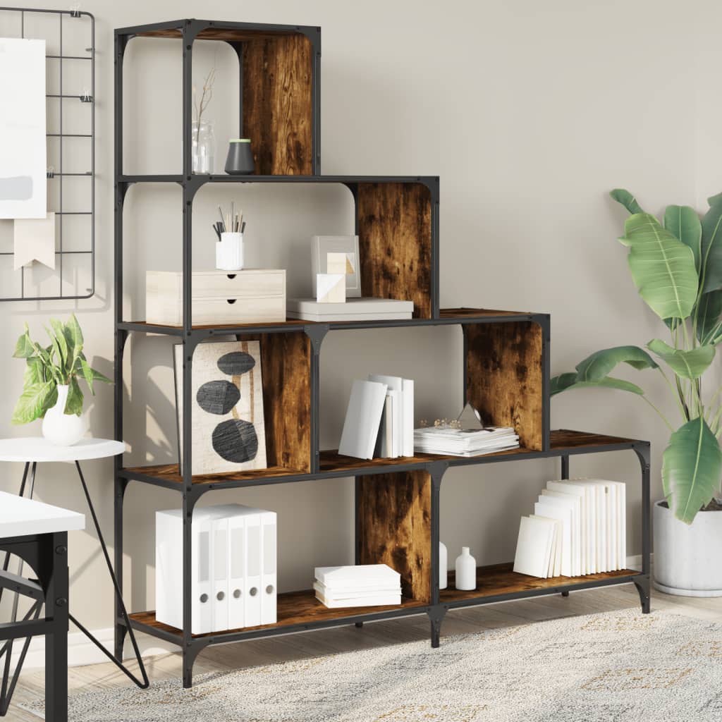 vidaXL Bücherregal 4 Etagen Räuchereiche 139x33,5x149 cm Holzwerkstoff