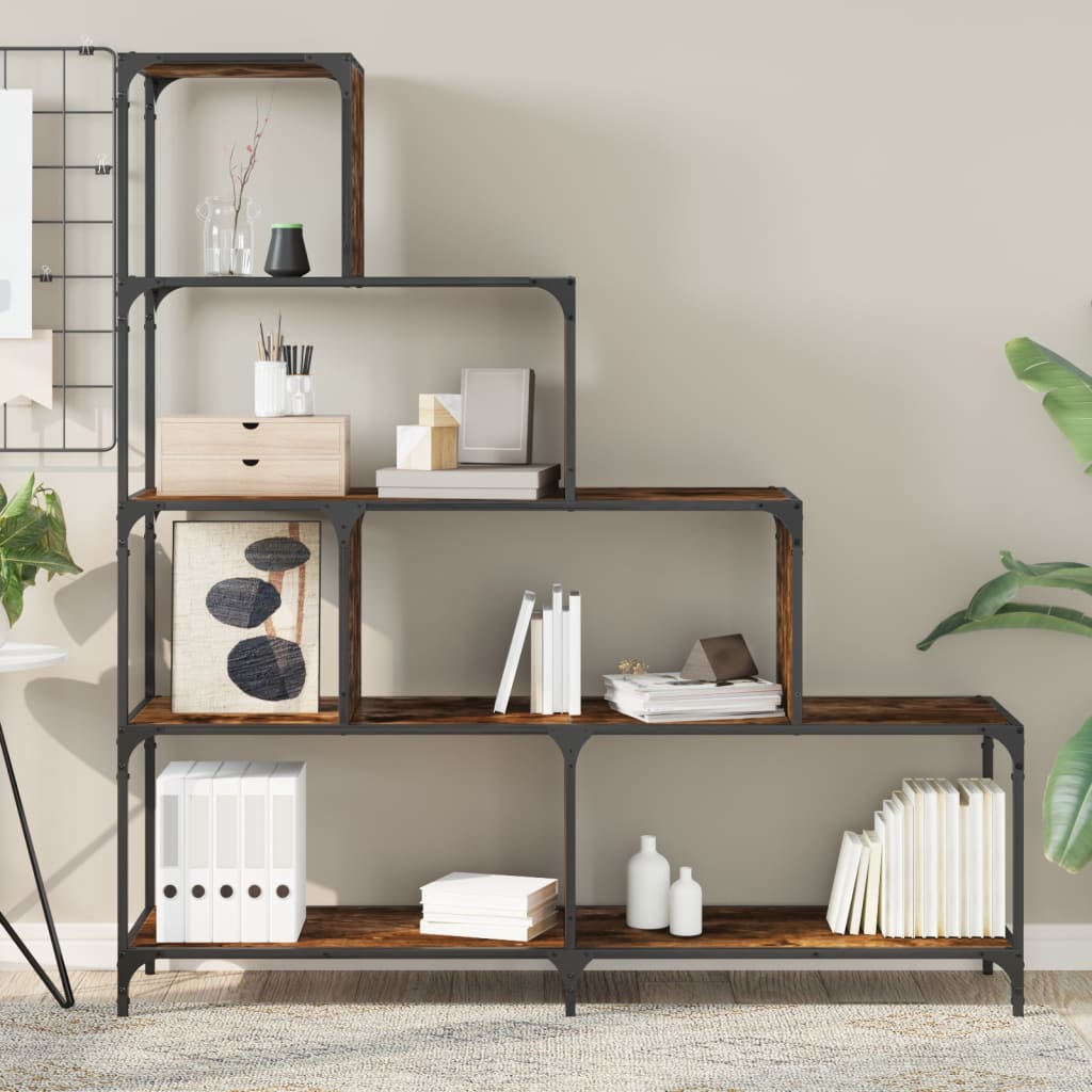 vidaXL Bücherregal 4 Etagen Räuchereiche 139x33,5x149 cm Holzwerkstoff