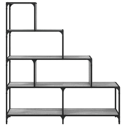 vidaXL Bücherregal 4 Etagen Grau Sonoma 139x33,5x149 cm Holzwerkstoff