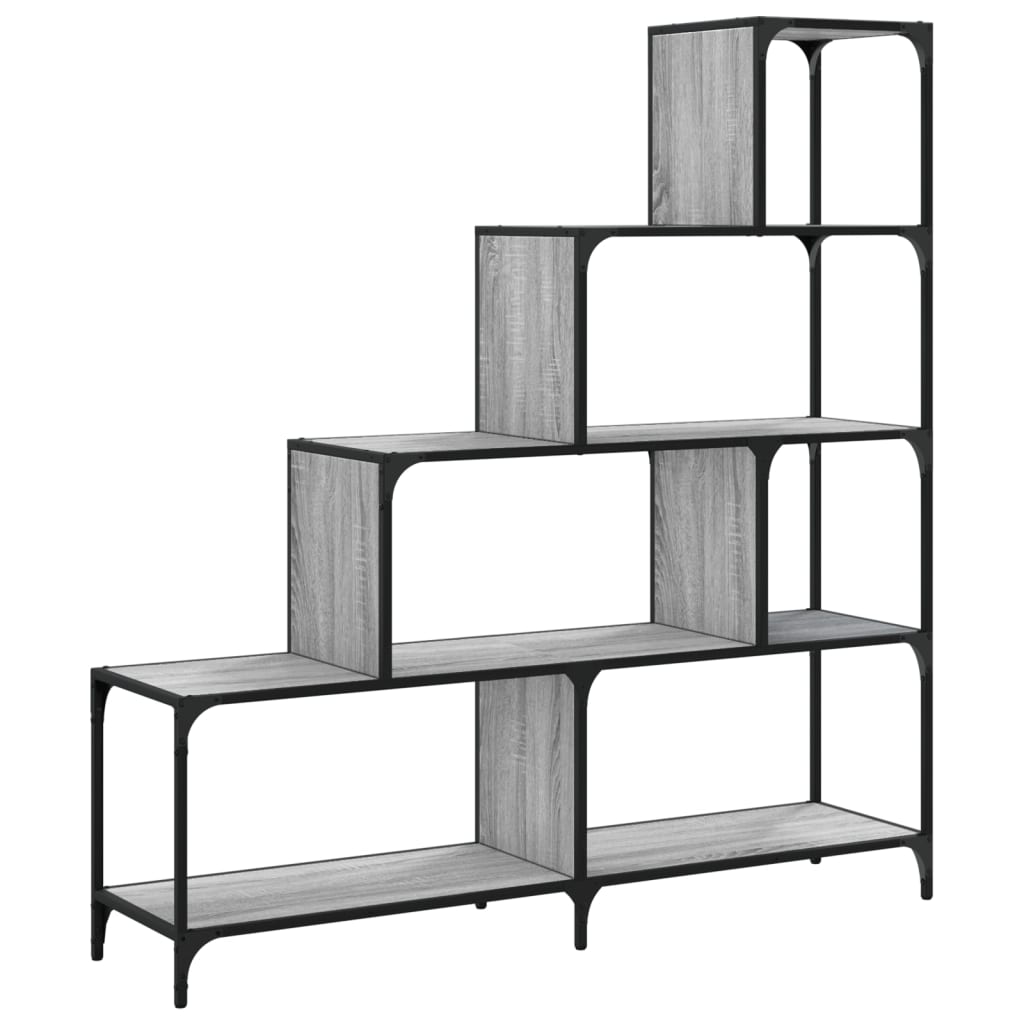 vidaXL Bücherregal 4 Etagen Grau Sonoma 139x33,5x149 cm Holzwerkstoff