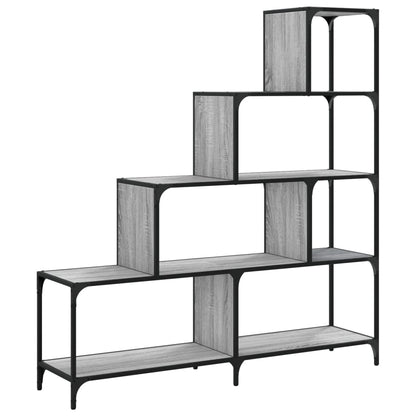 vidaXL Bücherregal 4 Etagen Grau Sonoma 139x33,5x149 cm Holzwerkstoff