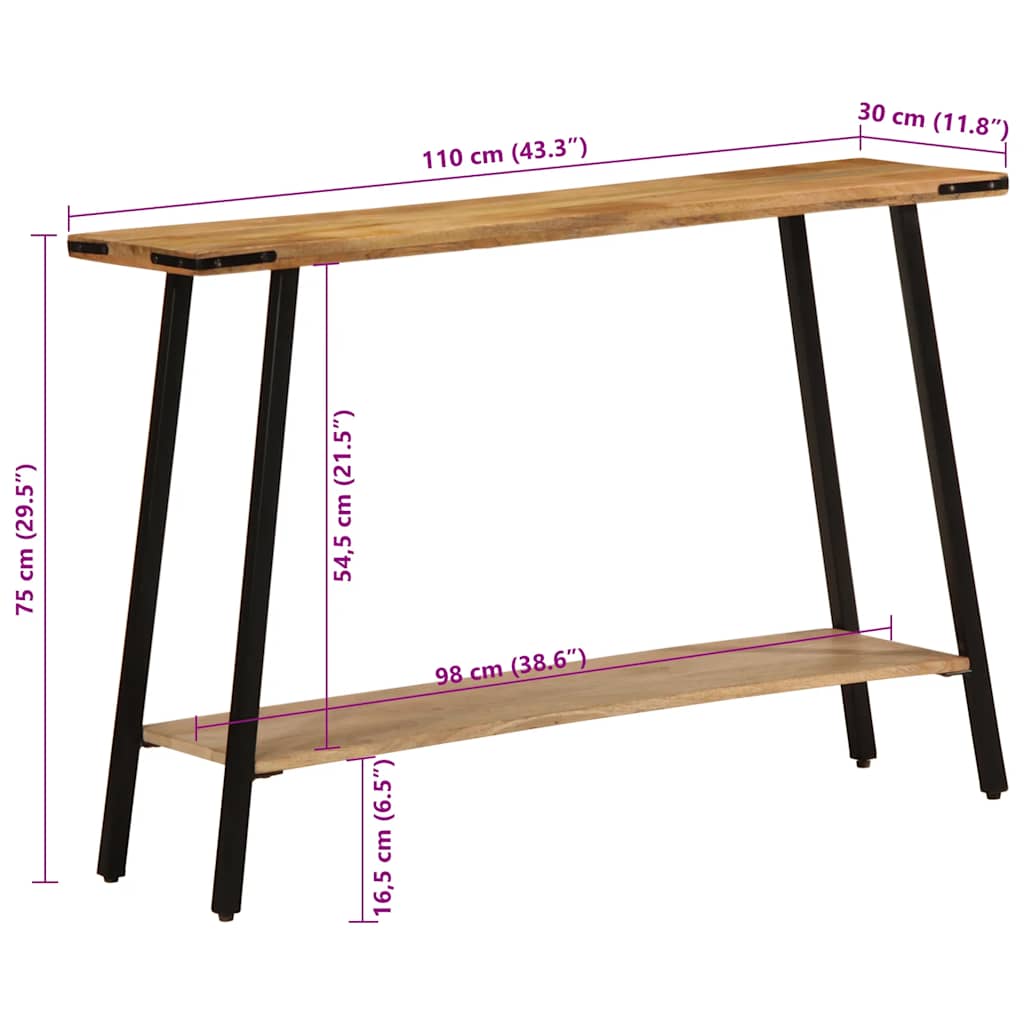 vidaXL Konsolentisch 110x30x75 cm Massivholz Mango