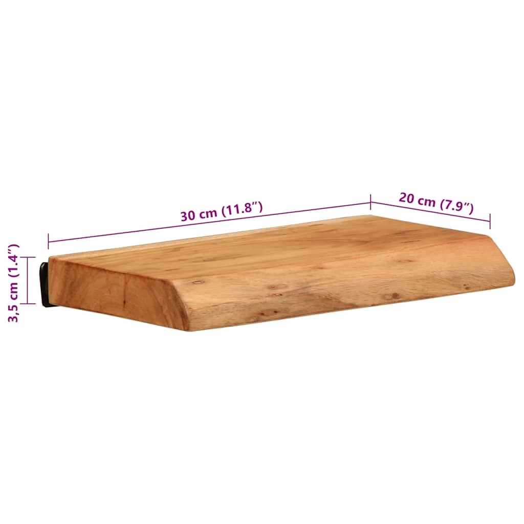 vidaXL Wandregale 2 Stk. 30x20x3,5 cm Massivholz Akazie