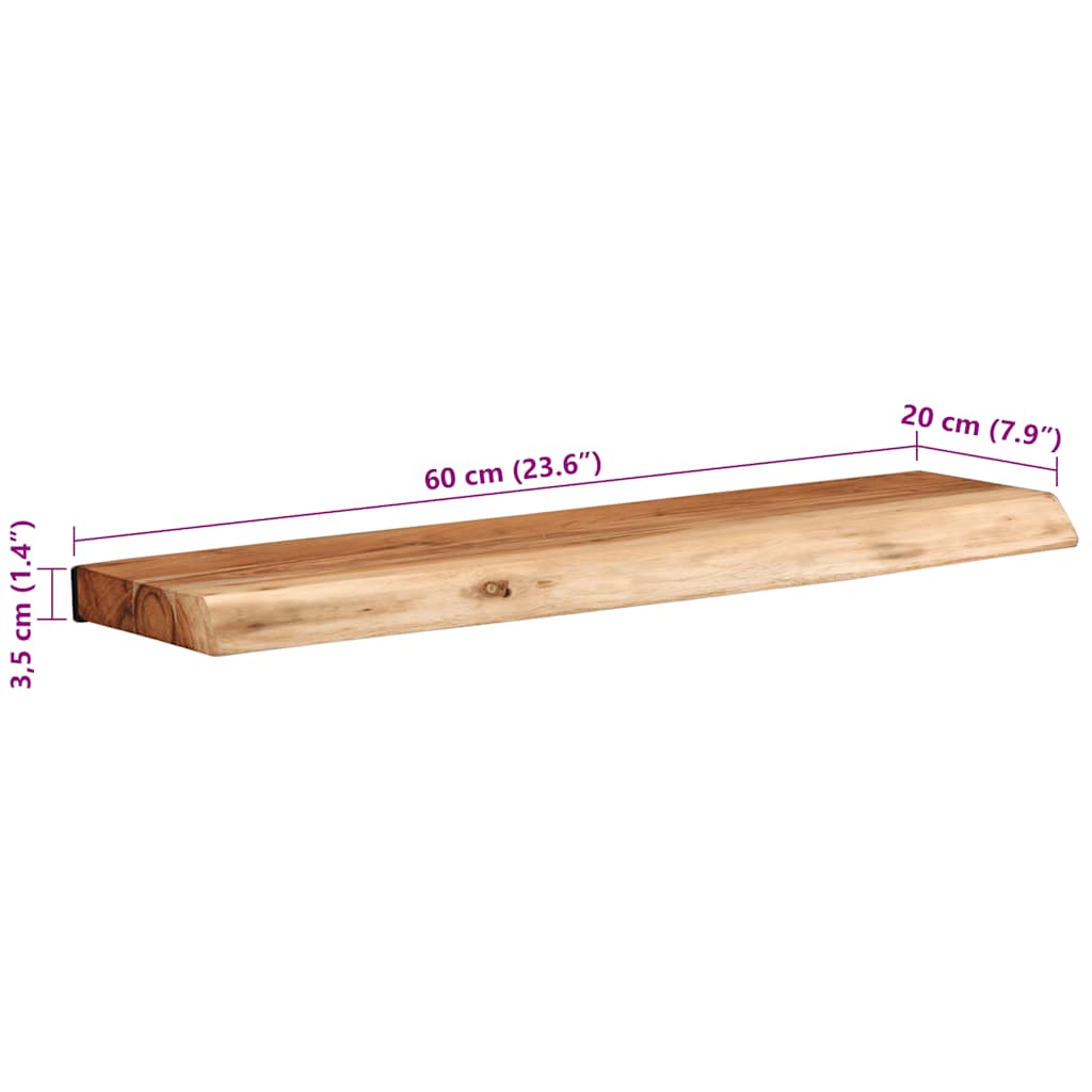 vidaXL Wandregale 2 Stk. 60x20x3,5 cm Massivholz Akazie