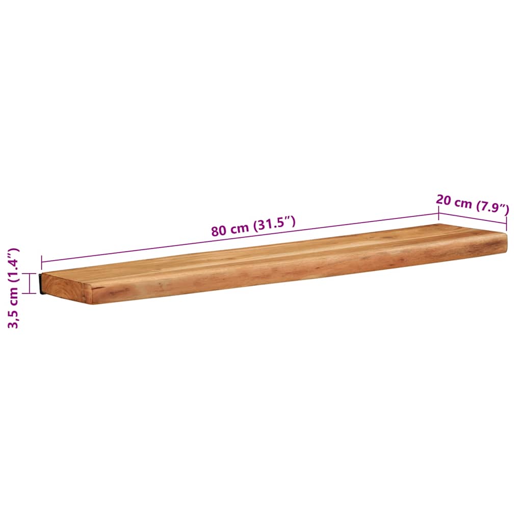 vidaXL Wandregale 2 Stk. 80x20x3,5 cm Massivholz Akazie