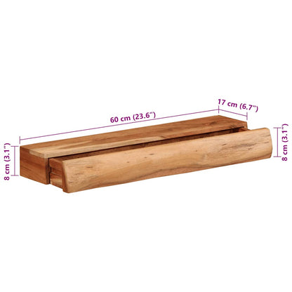 vidaXL Wandregale 2 Stk. 60x17x8 cm Massivholz Akazie