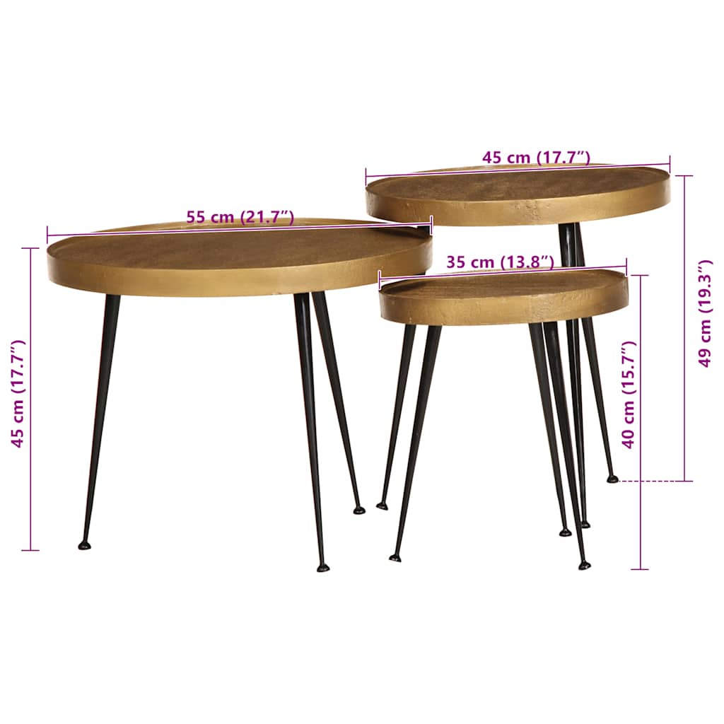 vidaXL Couchtisch 3 Stk. Golden Holzwerkstoff