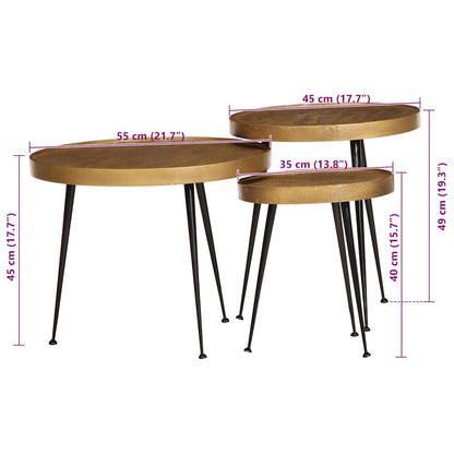 vidaXL Couchtisch 3 Stk. Golden Holzwerkstoff
