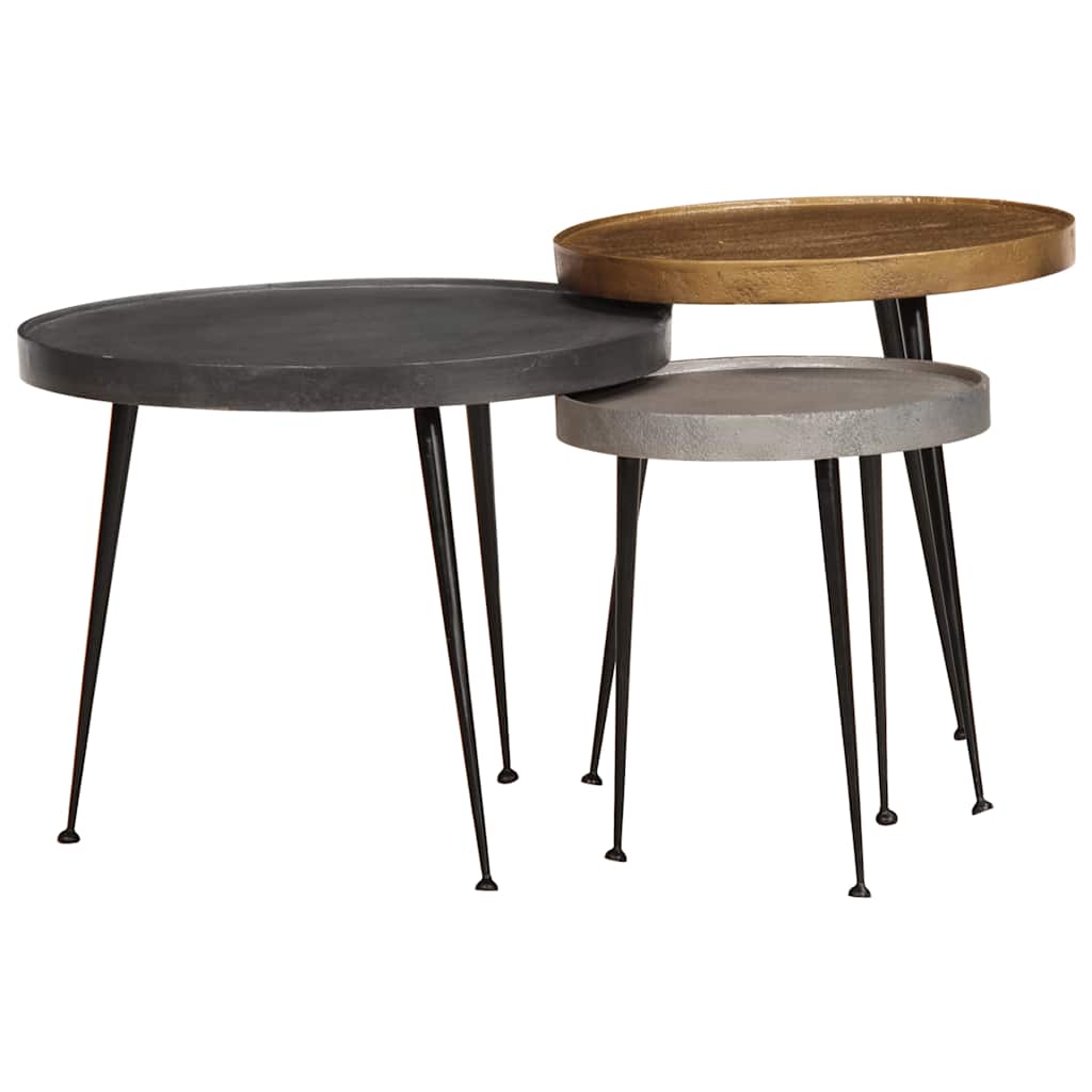 vidaXL Couchtisch 3 Stk. Mehrfarbig Holzwerkstoff