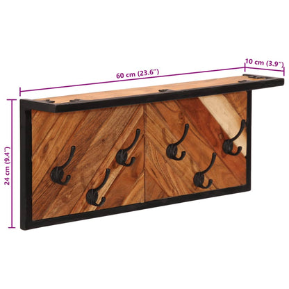 vidaXL Wandgarderobe mit 6 Haken Massivholz Akazie