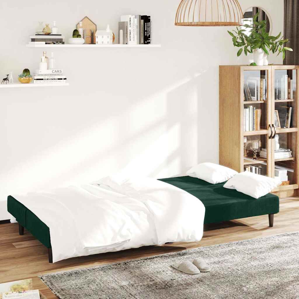 vidaXL Schlafsofa 2-Sitzer Dunkelgrün Samt