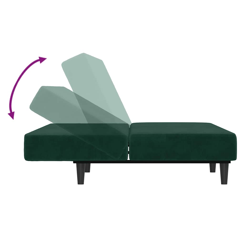 vidaXL Schlafsofa 2-Sitzer Dunkelgrün Samt