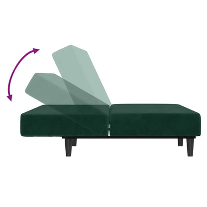 vidaXL Schlafsofa 2-Sitzer Dunkelgrün Samt