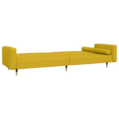 Schlafsofa 2-Sitzer mit 2 Kissen Gelb Samt