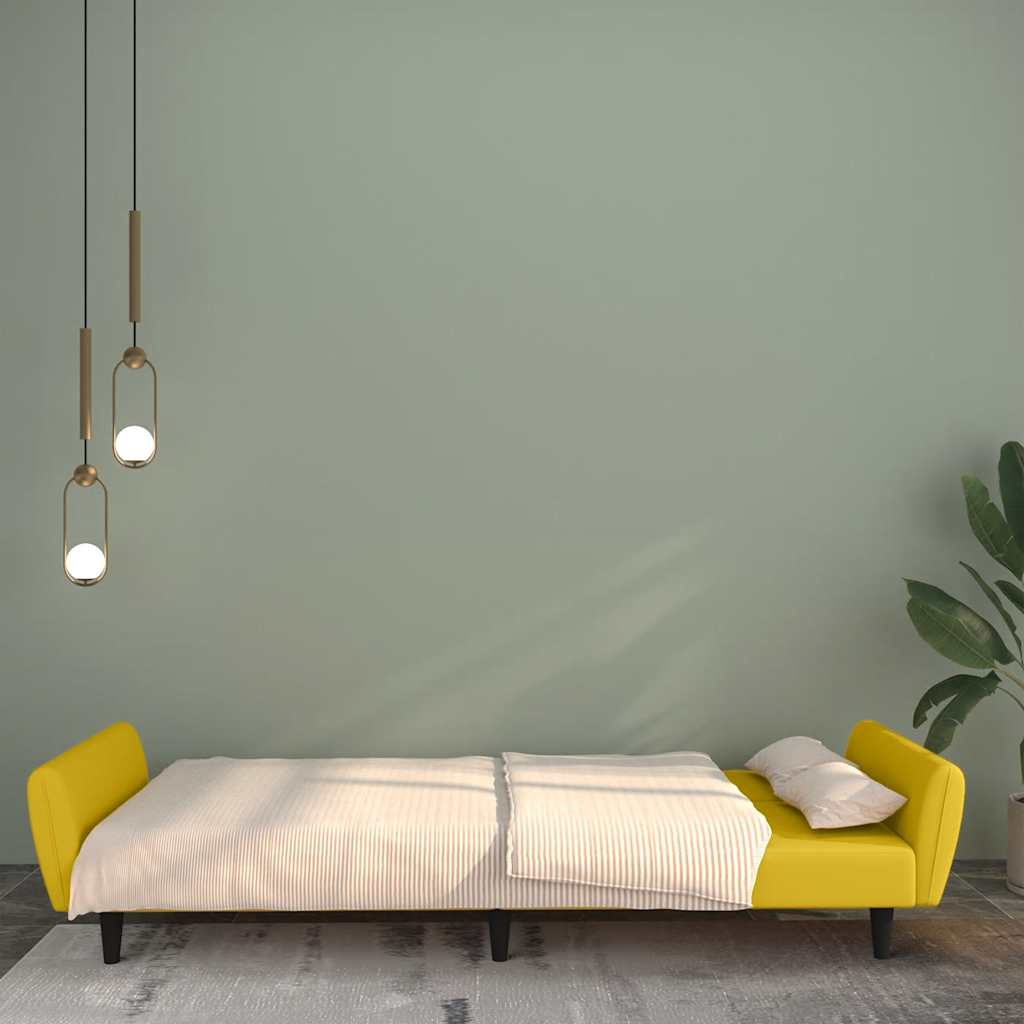 Schlafsofa 2-Sitzer Gelb Samt