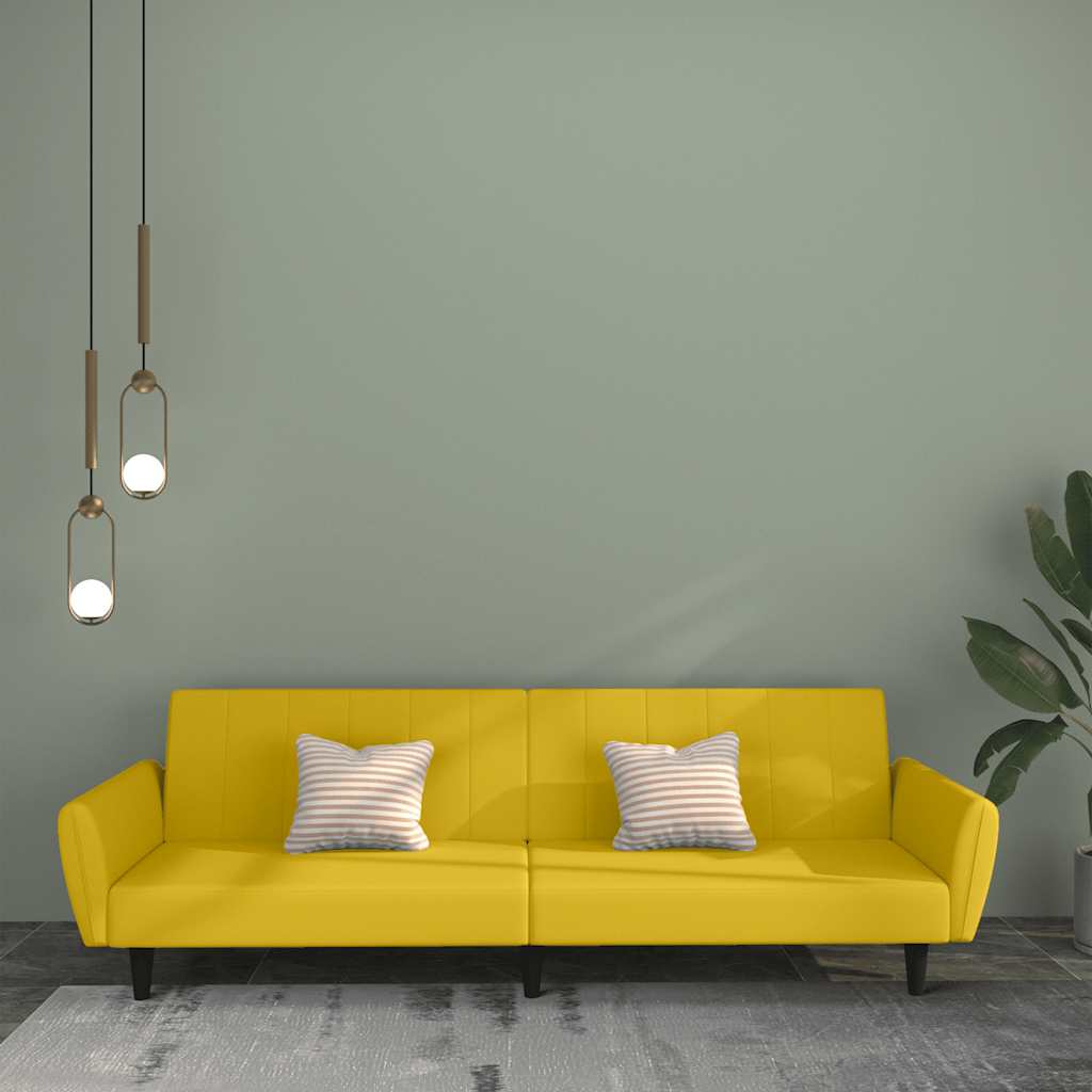 Schlafsofa 2-Sitzer Gelb Samt