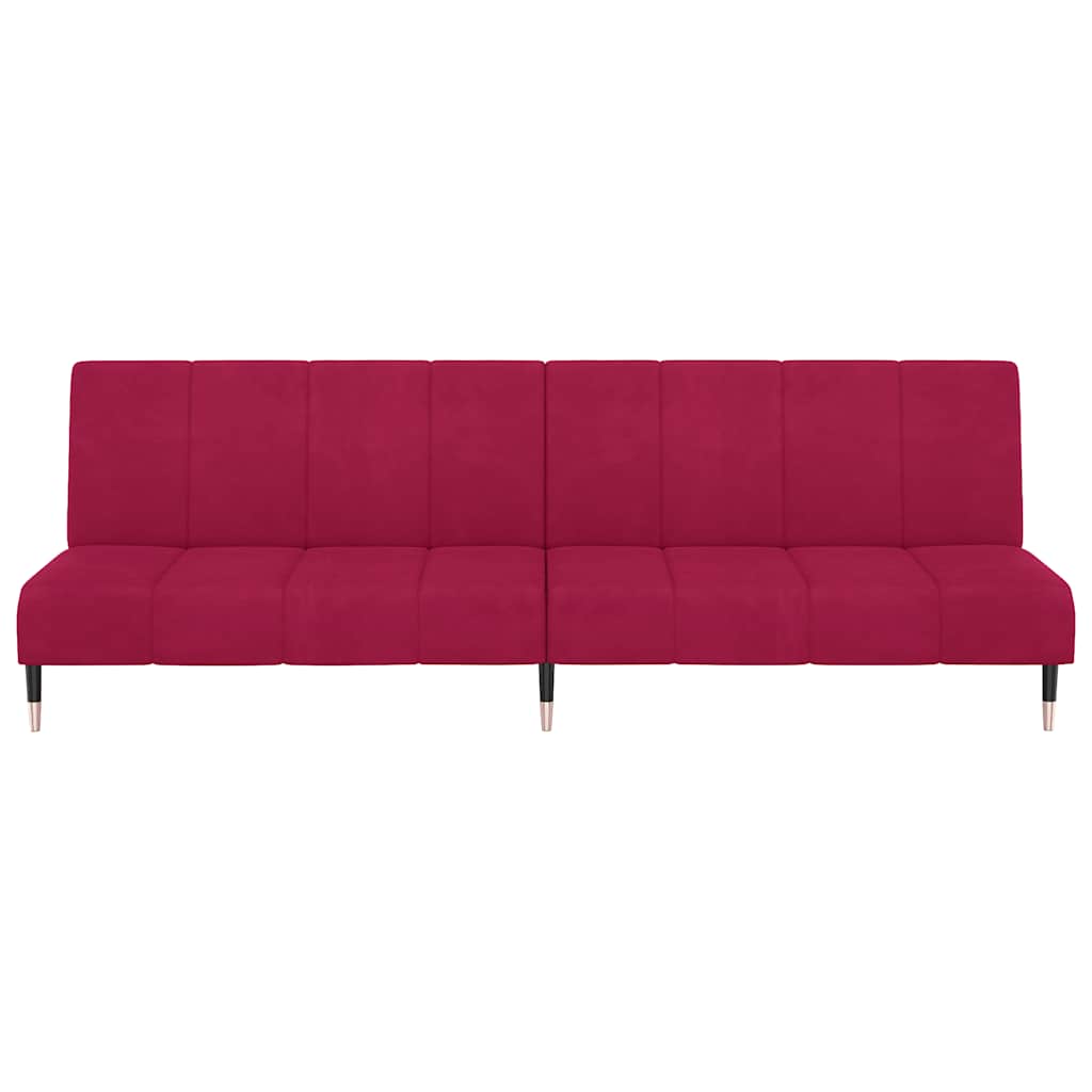 vidaXL Schlafsofa 2-Sitzer Weinrot Samt